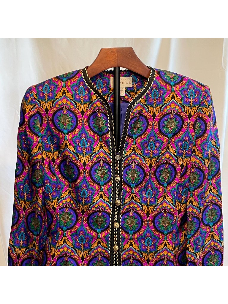 Vintage Adrianna Papell Silk Paisley Blazer | 80s Jewel Tone Jacket